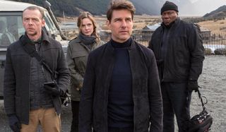 Mission: Impossible - Fallout Simon Pegg, Rebecca Ferguson, Tom Cruise, and Ving Rhames in the field