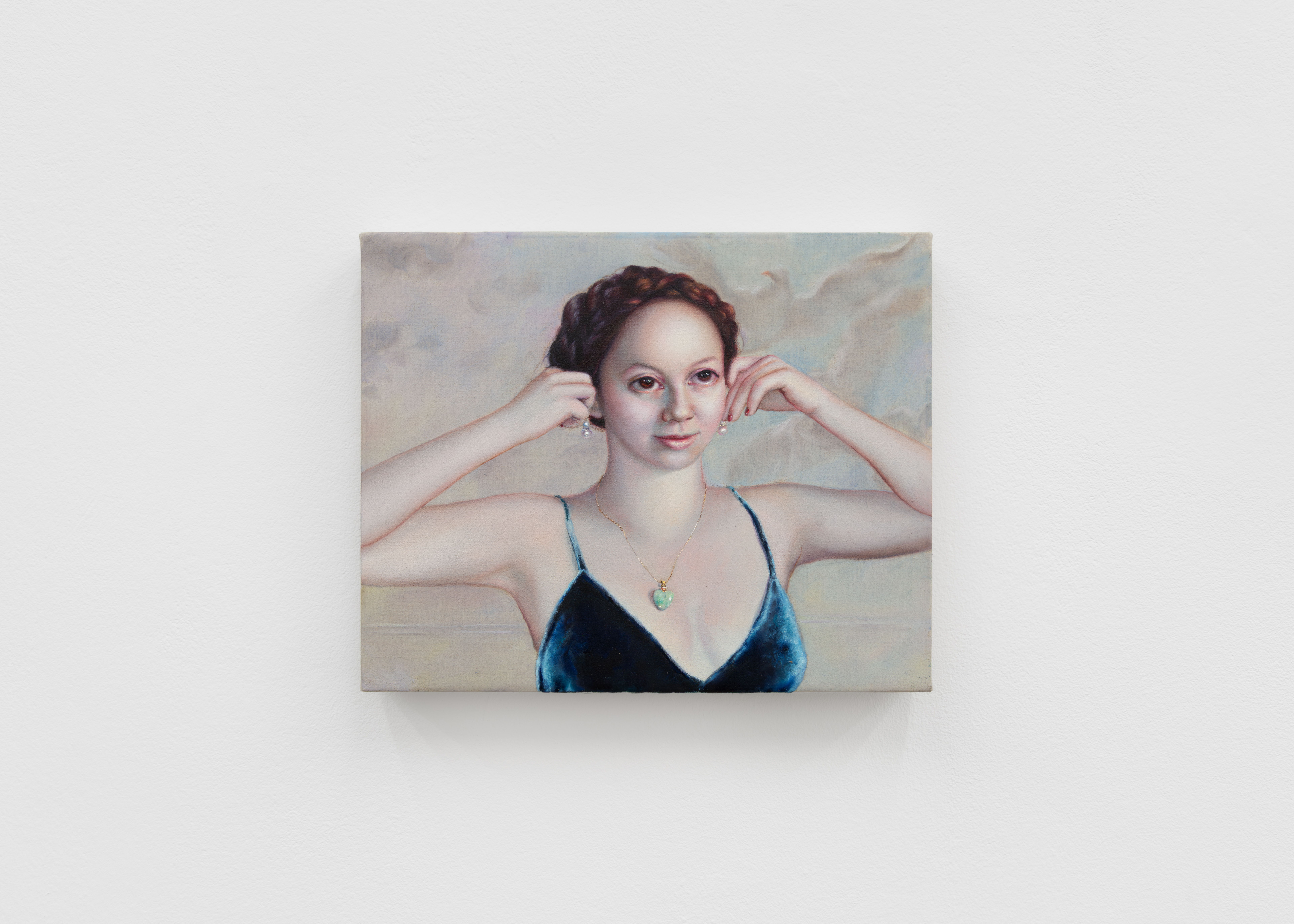 Hannah Murray painting of a woman putting on earrings