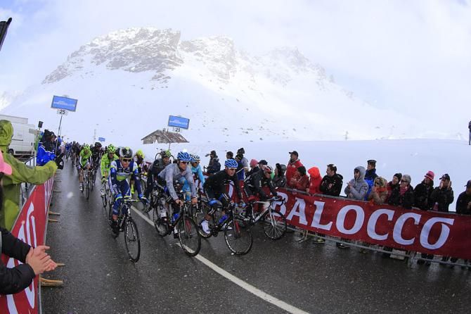 The peloton on the Col du Galibier
