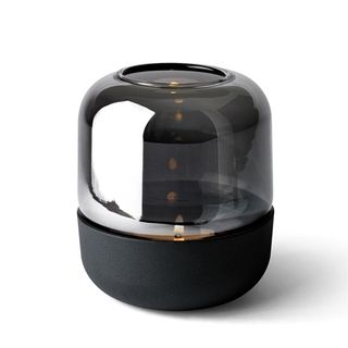black glass tea light holder