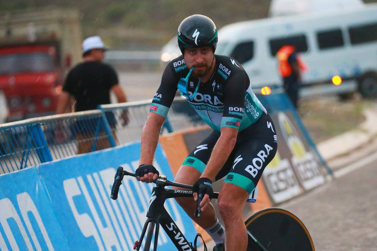 Peter Sagan crosses the line