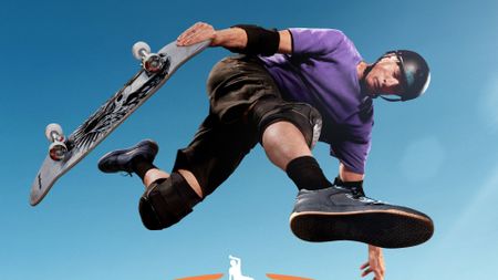 Tony Hawk doing a kickflip or whatever the hell it is in the cover art for Tony Hawk's Pro Skater 3 + 4