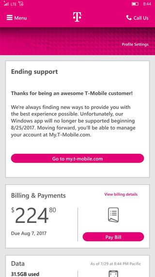 T-Mobile retiring its app for Window phones on August 25