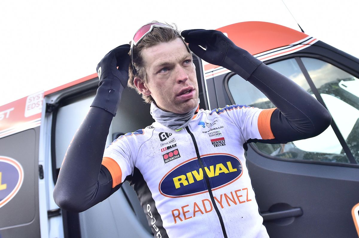 Alexander Kamp after the finish, unaware he had won