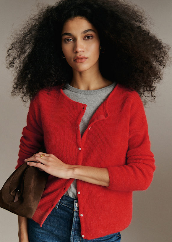 Gaspard Cardigan - Red - Super Kid Mohair - S&eacute;zane