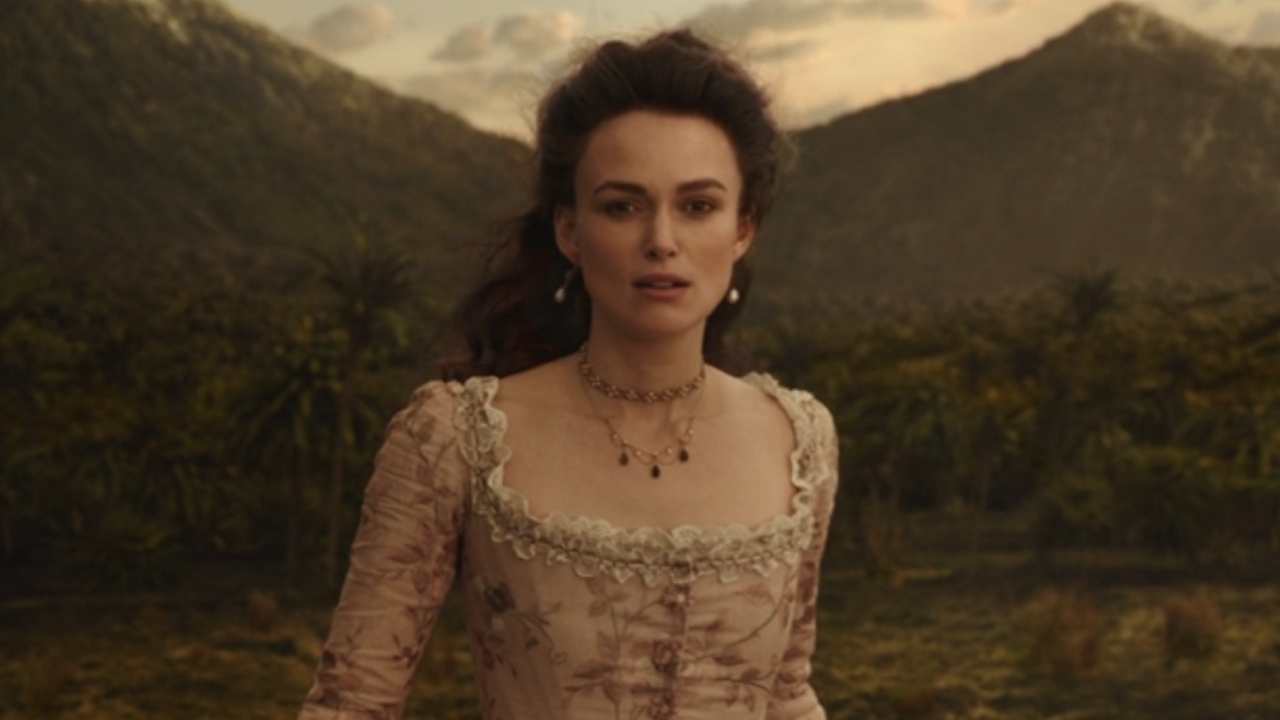 Elizabeth Swann seeing Will Turner in Pirates of the Caribbean: Dead Men Tell No Tales