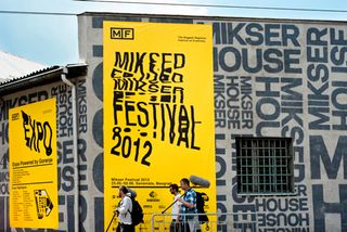 The promo artwork for the Mikser festival centred around distorted Helvetica type