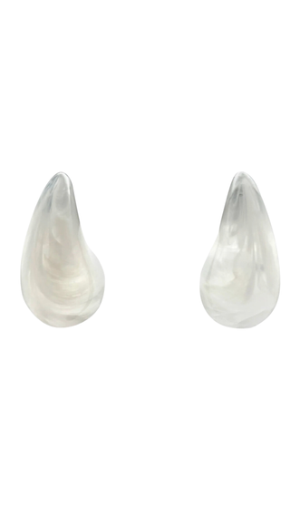 White Resin Pierced Hoop Earrings by Michael Nash Jewelry