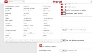 Overflow menu on Pinterest