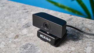 A black NexiGo N60 wired webcam