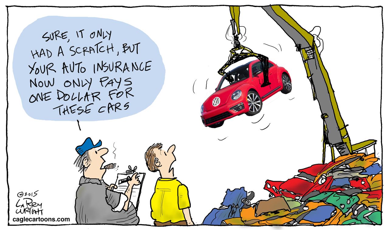 Editorial cartoon World Volkswagen Insurance