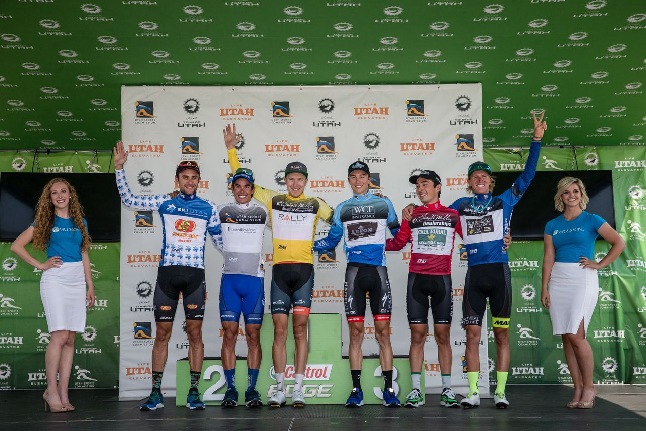 The jersey wearers after stage 5 at the Tour of Utah