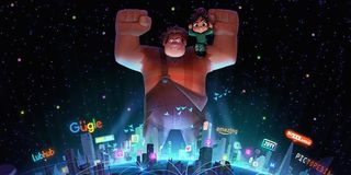 Ralph and Vanellope standing victorious over the internet
