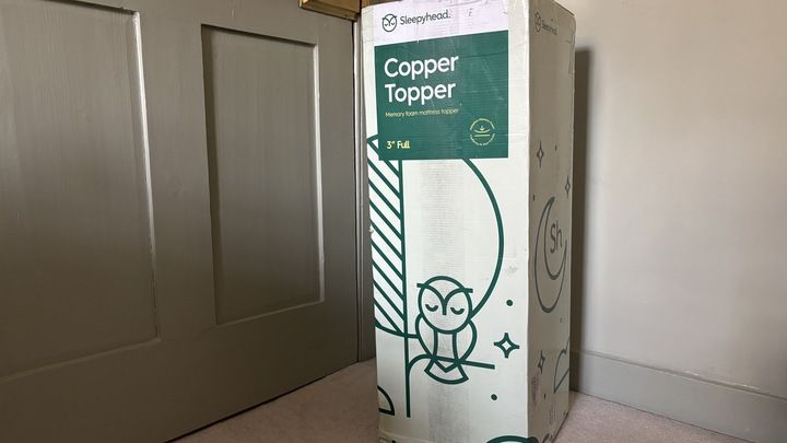 The Sleepyhead Cooling Copper Topper in its box