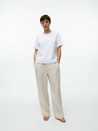 Linen Drawstring Trousers - Beige - Arket Gb