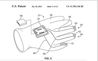 Diagram from U.S. patent document showing SRAM's potential glove activated shift device