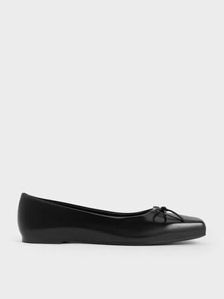 Square-Toe Bow Ballet Flats