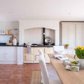 open plan kitchen with dining area