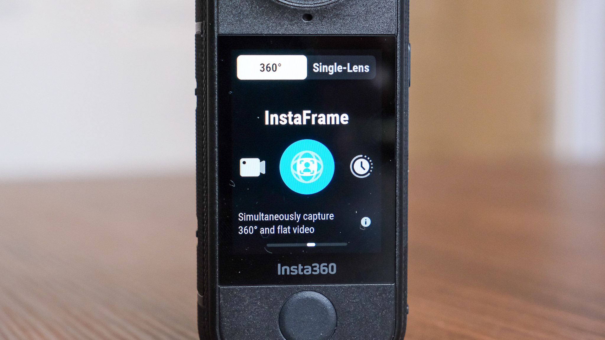 Photo of the Insta360 X4 Air action camera in an office