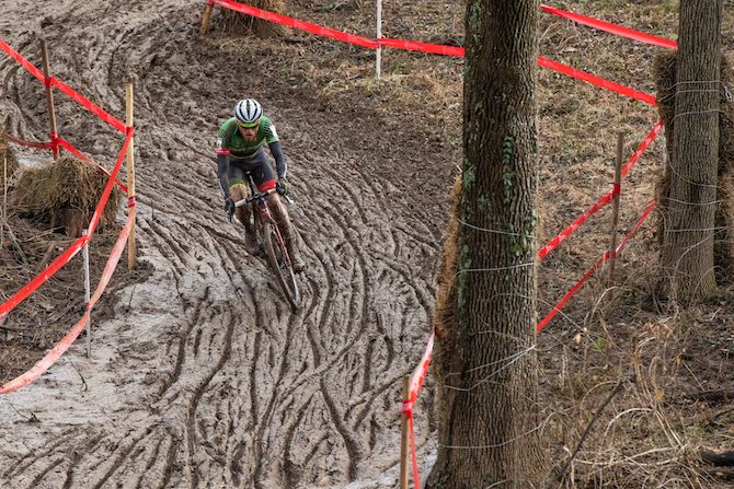 Stephen Hyde negotiates the mud at the US cyclo-cross national championships