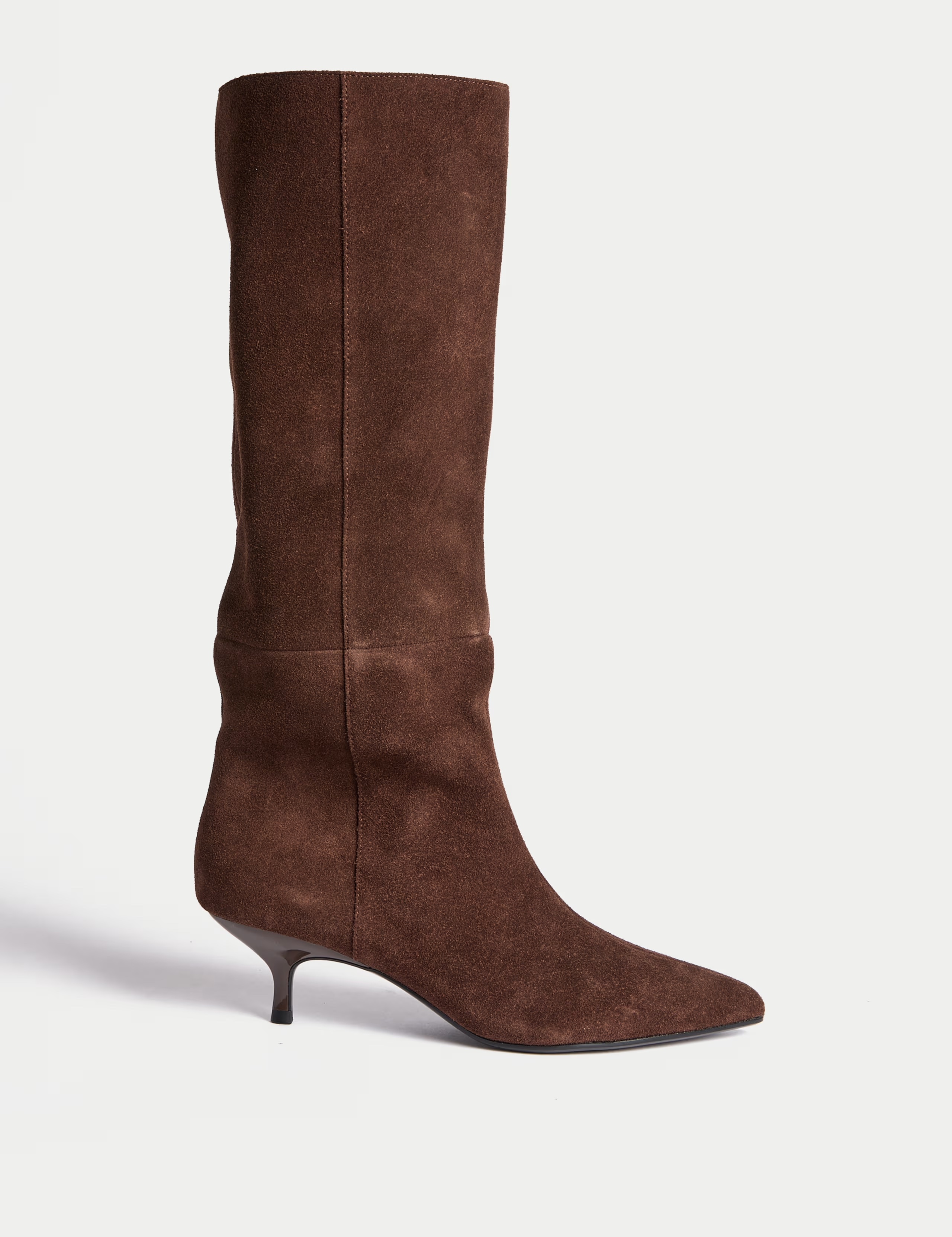 Suede Kitten Heel Pointed Knee High Boots