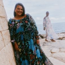 billie bhatia wears a floral dress from her rixo collection