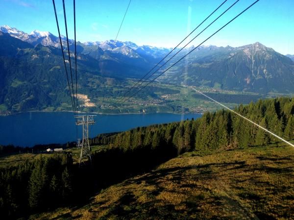 You can get up to the Niederhorn mountain hotel by bike or by cable car.