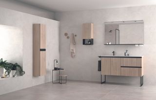 wooden finish bathroom storage units from frontline bathrooms