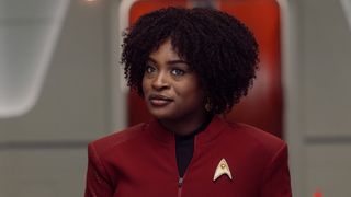 Uhura giving a look in Star Trek: Strange New Worlds