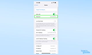 A screenshot showing the Wi-Fi network options menu in iOS 16