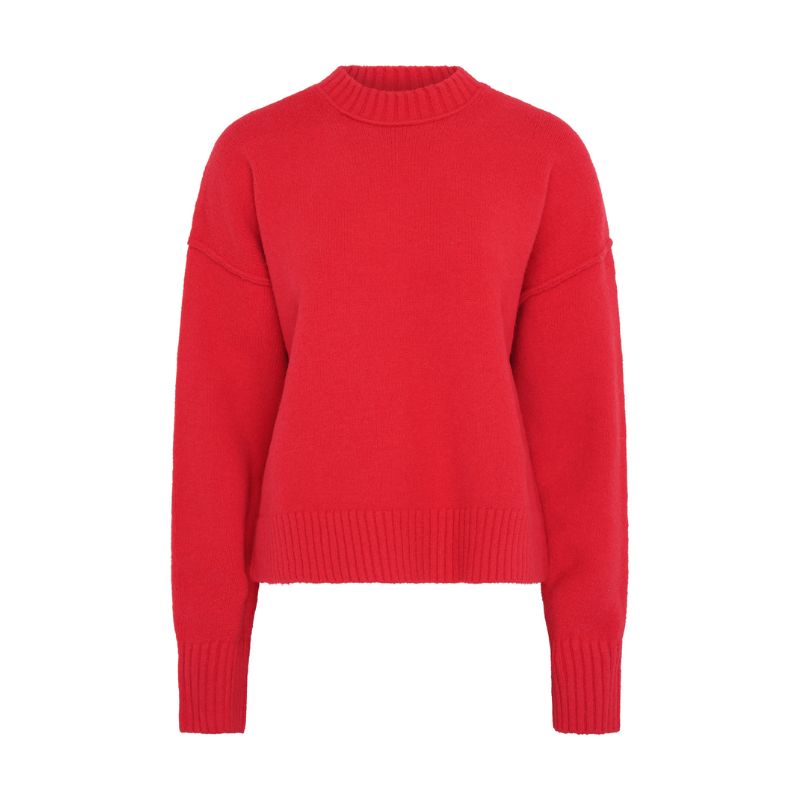 A cut out of a red crew neck jumper by Omnes