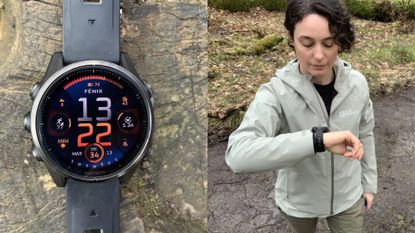 Julia Clarke wearing the Garmin Fenix 8 fitness tracker
