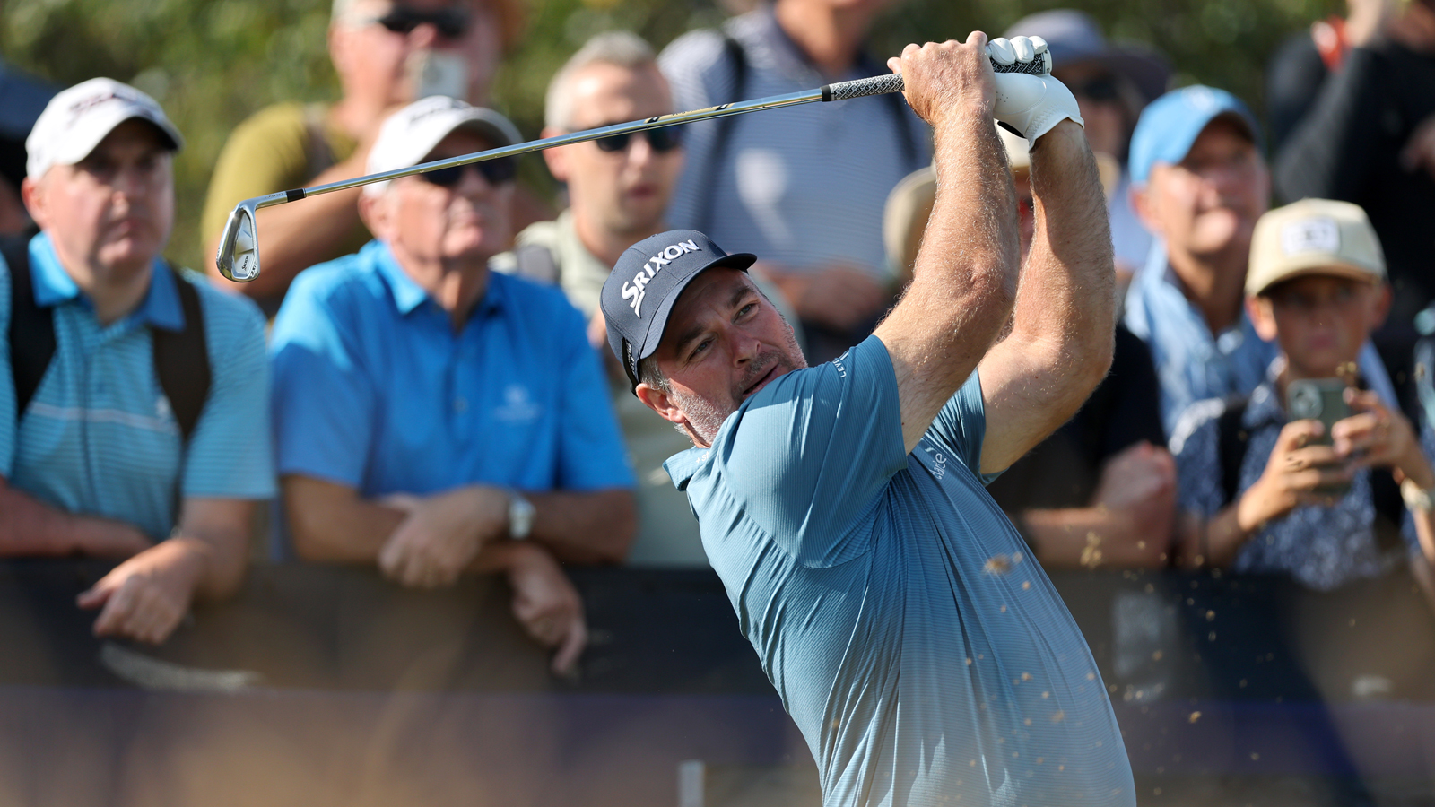 Ryan Fox hits an iron off the tee
