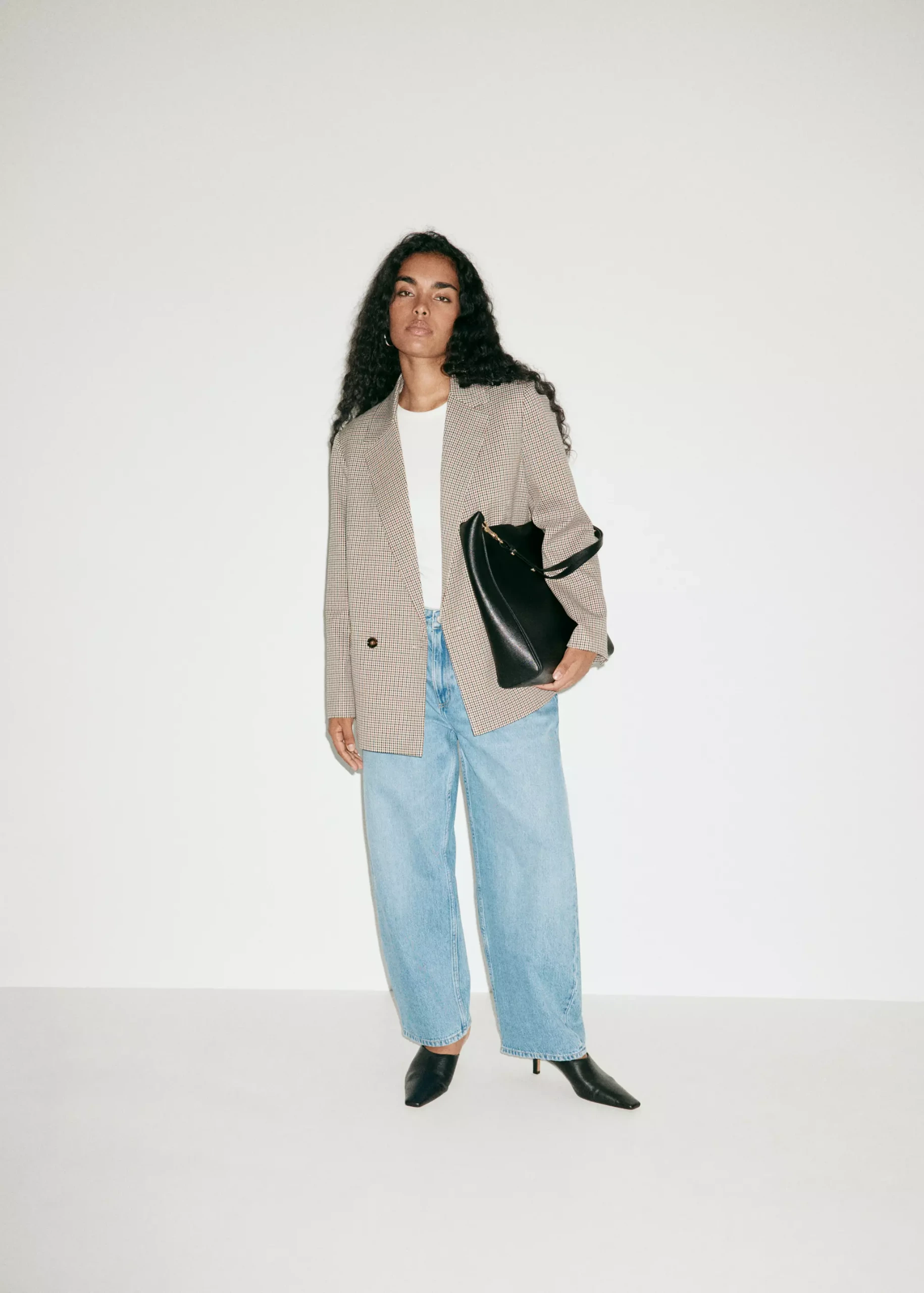Double-Breasted Micro-Houndstooth Jacket - Women | Mango Usa