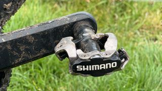 Close up details on the Shimano SPD PD-M520 pedal