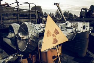 A vehicle graveyard in Chernobyl