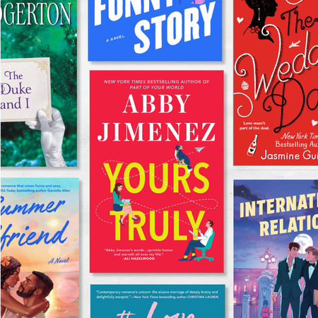 a collage of the best fake dating books including yours truly international relationships summer girlfriend and more