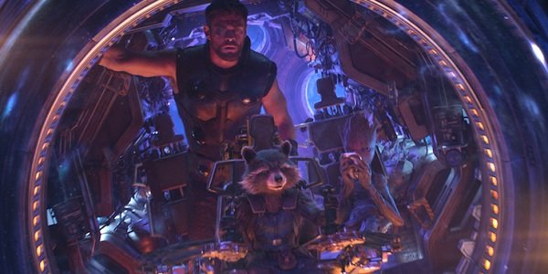 Avengers: Infinity War Chris Hemsworth Thor Rocket and Groot navigating the pod