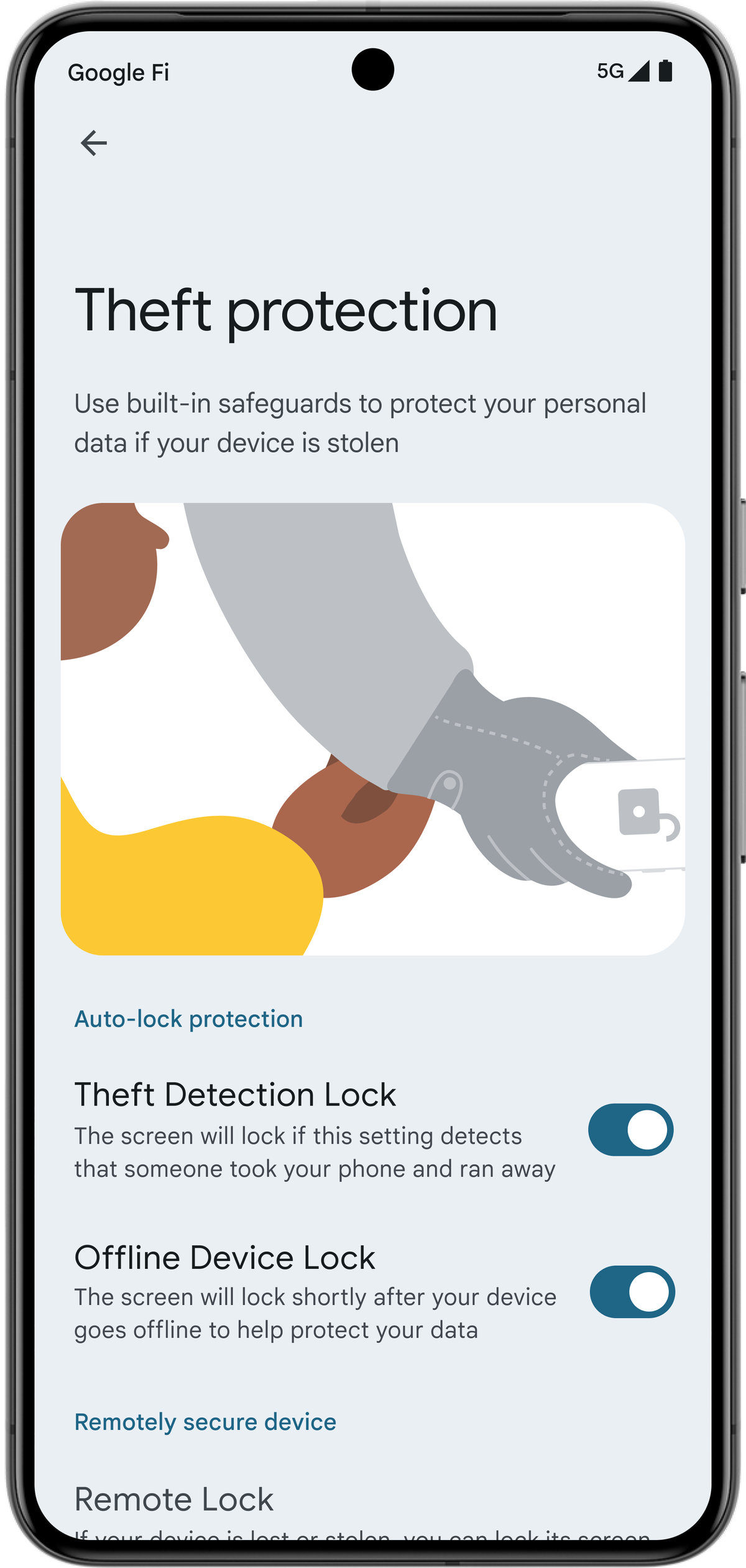 Theft protection lock in Android 15