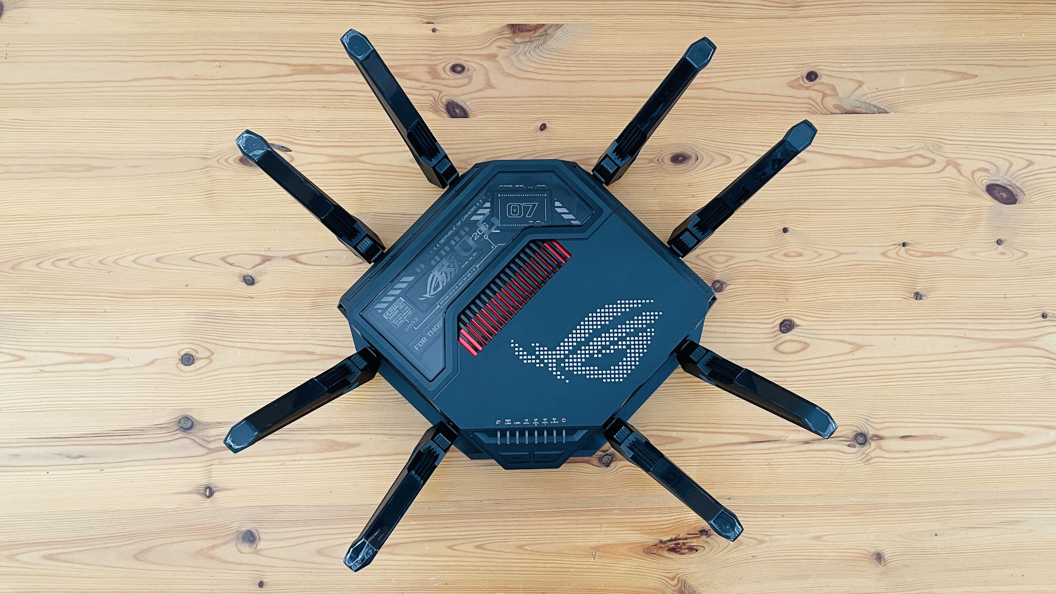 An Asus ROG Rapture GT-BE98 on a table