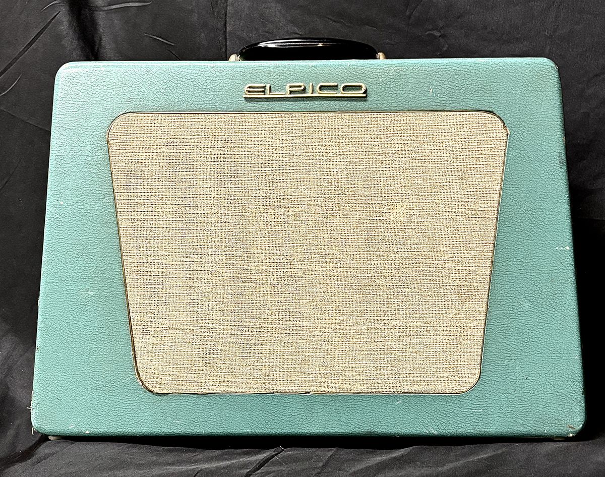 A photo showing an original Elpico AC55 combo. This photo was taken by and provided to Guitar Player by Mitch Colby for use with our review of his Colby Elpico AC55 1x12 combo.