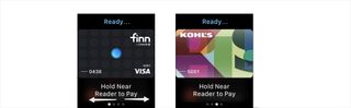 To use Apple Pay on Apple Watch, double-click the side button and hold your Apple Watch near a contactless reader. Push the Digital Crown once complete. Double-click the side button if you want to use a different card, swiping left/right. Hold your Apple Watch near the reader to pay with the new card selected. Push the Digital Crown to go back to the watch face.