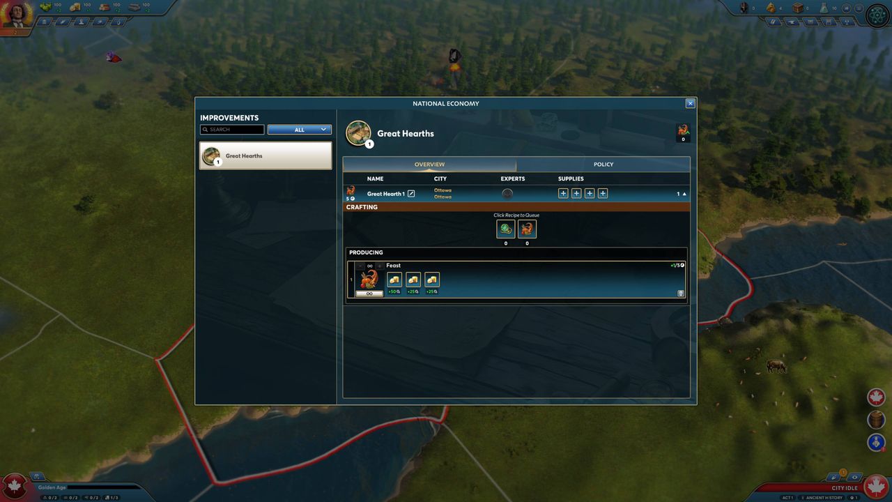 Screenshot of the new National Economy screen in Ara: History Untold.