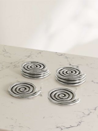 + Etagere Spiral Set of Eight Nickel-Plated Coasters