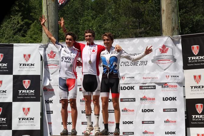 Junior men's podium at Canadian cross country nationals