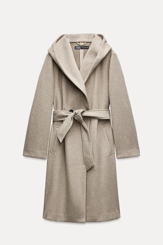 ZARA, Belted Soft Hooded Coat