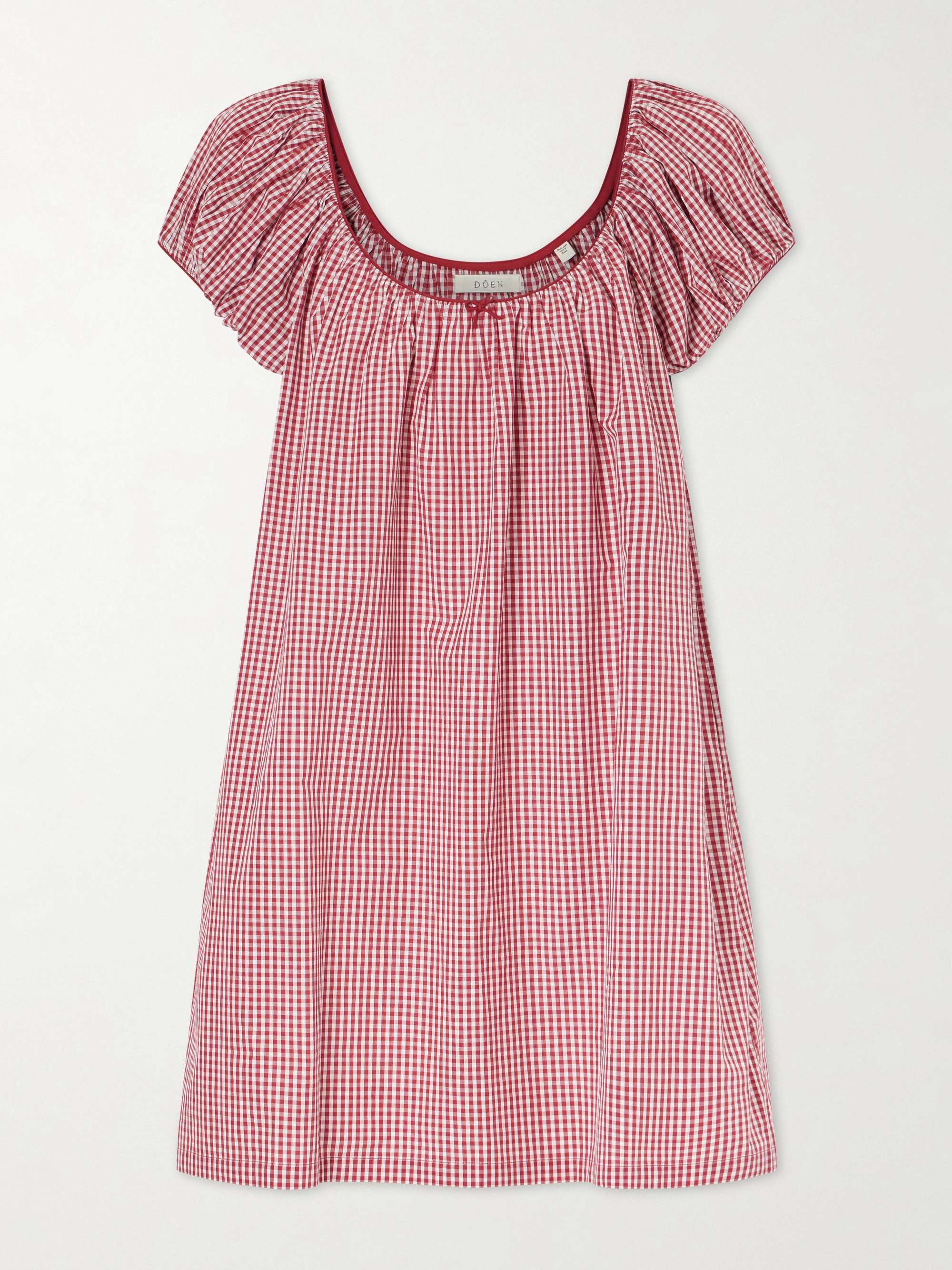 Julia Gathered Checked Organic Cotton Midi Dress