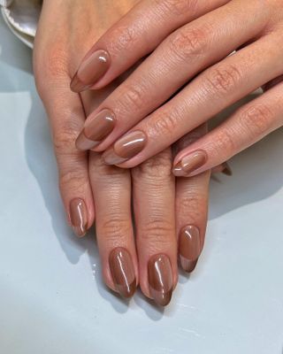 Brown ombre French manicure
