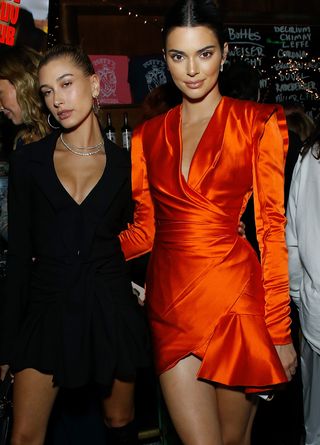 Hailey Bieber and Kendall Jenner attends CHAOS x LOVE magazine party