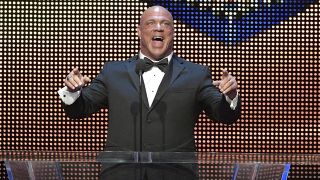 Kurt Angle being inducted into the WWE Hall of Fame